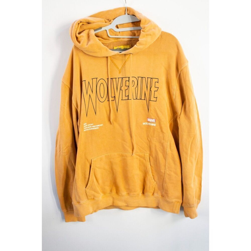 MENS DARC SPORT RAGE PIGMENT FRENCH TERRY WOLVERINE MARVEL GOLD HOODIE MEDIUM